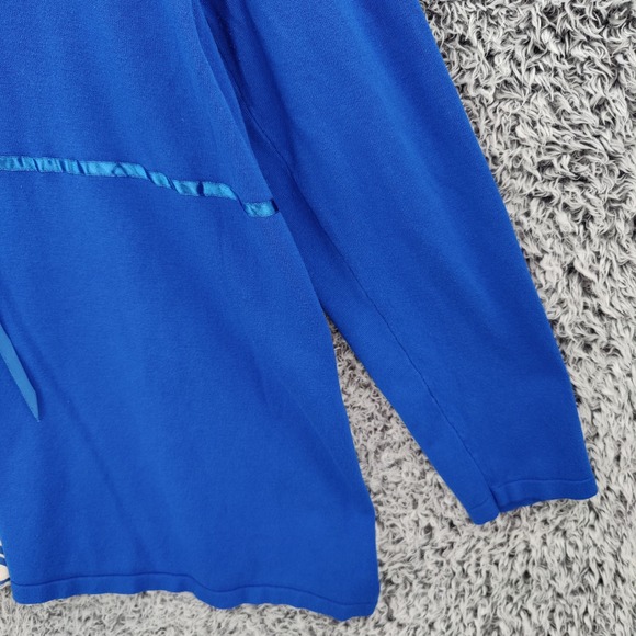 Lane Bryant Womens Cardigan Faux Layered Coquette 26/28 Blue Smocked Ribbon Tie - Picture 10 of 16